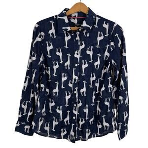 Talbots Women Giraffe Shirt Size SP Button Down Top Classic Preppy Safari Travel